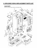 EXPLODED VIEW & REPLACEMENT PARTS LIST CASE PARTS Diagram and Parts List for LMX25984SB AWBCNA0 LG Refrigerator
