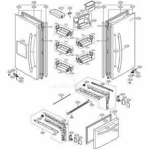 Door Parts Diagram and Parts List for 78344 ABI4SER LG Refrigerator