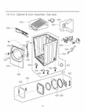 Cabinet & Door Assembly Diagram and Parts List for DLGX3876W ABWEEUS LG Dryer