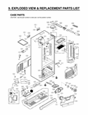 EXPLODED VIEW & REPLACEMENT PARTS LIST CASE PARTS Diagram and Parts List for LFX25976SW ASWCNA0 LG Refrigerator
