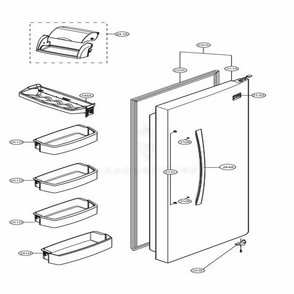 Refrigerator Door Diagram and Parts List for 51379 AWB2SER LG Refrigerator
