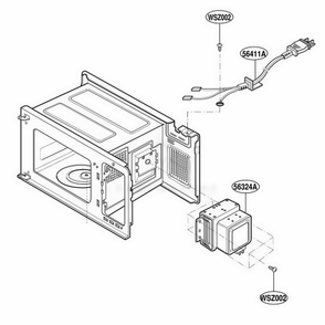 Interior Parts Diagram and Parts List for MT1151SGQ MWEWRP LG Range