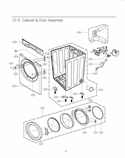 Cabinet & Door Assembly Diagram and Parts List for DLG2141W ABWEEUS LG Dryer