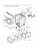 Cabinet & Door Assembly Diagram and Parts List for DLE2140W ABWEEUS LG Dryer