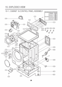 CABINET & CONTROL PANEL ASSEMBLY  EXPLODED VIEW Diagram and Parts List for WM2140CW F1282FDC LG Washer