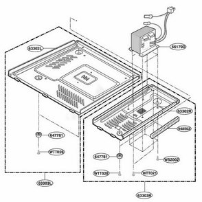 Base Plate Parts Diagram and Parts List for YKCMS135GWH MWEKAC LG Range