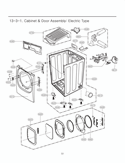 Cabinet & Door Assembly Diagram and Parts List for DLEX3360R ACREEUS LG Dryer
