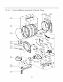 Drum & Motor Assembly Diagram and Parts List for DLEX3360R ACREEUS LG Dryer