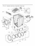 Cabinet and Door Assembly Diagram and Parts List for DLGX3361W ABWEEUS LG Dryer