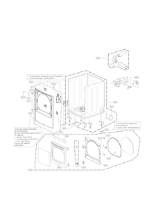 Cabinet And Door Parts Diagram and Parts List for DLE1001W  LG Dryer
