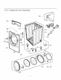 Cabinet & Door Assembly Diagram and Parts List for DLG2351W ABWEEUS LG Dryer