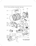Drum and Motor Assembly Diagram and Parts List for DLG2351W ABWEEUS LG Dryer