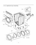 Cabinet & Door Assembly Diagram and Parts List for DLG2241W ABWEEUS LG Dryer
