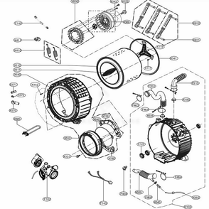 Drum And Tub Assembly Diagram and Parts List for WM3700HVA ASSEVUS LG Washer