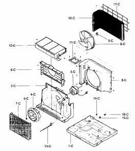 Air Handling/cycle Parts Diagram and Parts List for 58075121500  Kenmore Air Conditioner