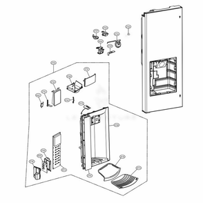 Dispenser Parts Diagram and Parts List for LFX28968D ASBCNA0 LG Refrigerator