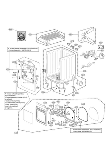 Cabinet And Door Parts Diagram and Parts List for DLEX5780WE  LG Dryer