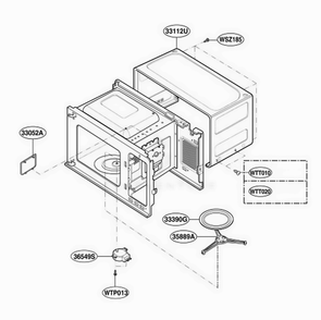 Oven Cavity Parts Diagram and Parts List for MAB745W01 CW3EBBY LG Microwave