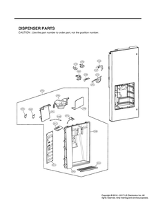 Dispenser Parts Diagram and Parts List for GR-X23GHSJM ASTCNA0 LG Refrigerator