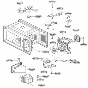 Interior Parts Diagram and Parts List for JES1339BC S1EGEU LG Range