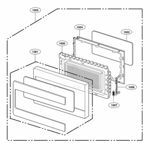 Door Parts Diagram and Parts List for LCRT2010BD CBDETAR LG Wall Oven