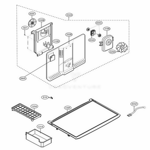 Freezer Door Diagram and Parts List for 68032 ASWCSE5 LG Refrigerator