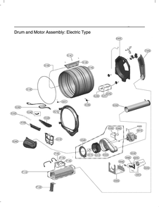 Drum And Motor Assembly Diagram and Parts List for DLE8400BE AEBEEUS LG Dryer