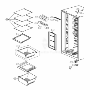 Refrigerator Compartment Diagram and Parts List for LRSPS2706V APZCNA1 LG Refrigerator