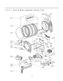 Drum & Motor Assembly Diagram and Parts List for DLEX2450R ACRESED LG Dryer