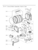 Drum & Motor Assembly Diagram and Parts List for DLEX3360R ACREECI LG Dryer