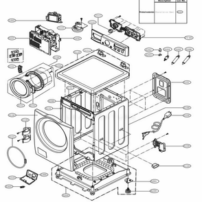 Cabinet And Control Panel Assembly Diagram and Parts List for WM3250HWA ABWEPUS LG Washer