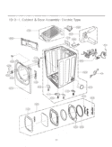 Cabinet & Door Assembly Diagram and Parts List for DLEX3360V ASSEECI LG Dryer