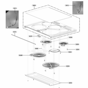 Cooktop Parts Diagram and Parts List for LSSE3030BD AB6LSTD LG Range