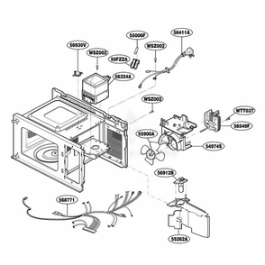 Interior Parts Diagram and Parts List for SBM6500B CBKEGSE LG Wall Oven