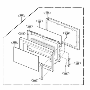 Door Parts Diagram and Parts List for MH6150XLT ABSEWRP LG Range
