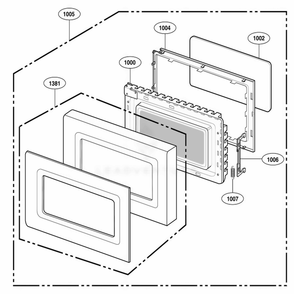 Door Parts Diagram and Parts List for HMB402 CWHEBSU LG Wall Oven