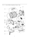 Drum & Motor Assembly Diagram and Parts List for DLE2240W ABWESED LG Dryer
