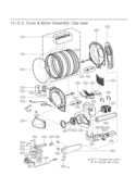 Drum & Motor Assembly Diagram and Parts List for DLG2241W ABWESED LG Dryer