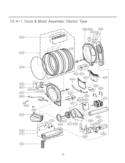 Drum & Motor Assembly Diagram and Parts List for DLEX3360V ASSESED LG Dryer