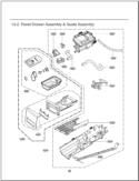Panel Drawer Assembly & Guide Assembly Diagram and Parts List for DLGX3361V ASSESED LG Dryer