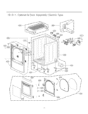 Cabinet & Door Assembly Diagram and Parts List for DLE5001W ABWESED LG Dryer