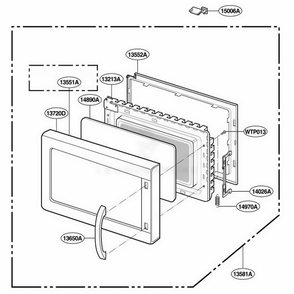 Door Parts Diagram and Parts List for JMC9158AAQ ABSEJEN LG Wall Oven