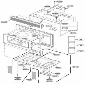 Oven Cavity Parts Diagram and Parts List for MV1501BQ KBSEGSE LG Wall Oven
