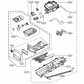 Panel Drawer Assembly And Guide Assembly Diagram and Parts List for 91383 ASTESEU LG Dryer