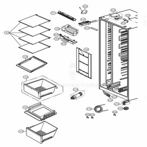 Refrigerator Compartment Diagram and Parts List for LSXC22486D ASBCNA1 LG Refrigerator
