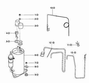 Compressor Parts Diagram and Parts List for 58075085700  Kenmore Air Conditioner