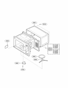 Oven Cavity Parts Diagram and Parts List for 72166222011  Kenmore Microwave