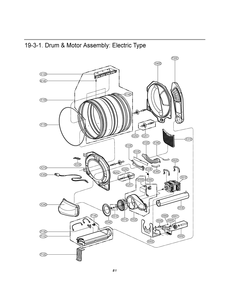 Drum And Motor Assembly Diagram and Parts List for GDP1329QEW ABWEELC LG Dryer
