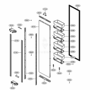 Door Part Diagram and Parts List for SKSCF1801P ASWCNA0 LG Range