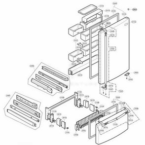 Door Parts 2 Diagram and Parts List for LRDN20720BK AWBCLGX LG Refrigerator